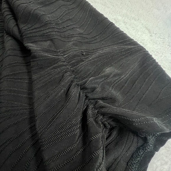 Catherines Womens Open Cardigan Jacket Sz 3X Stretch Knit Ruched Sleeve Black - Picture 2 of 12